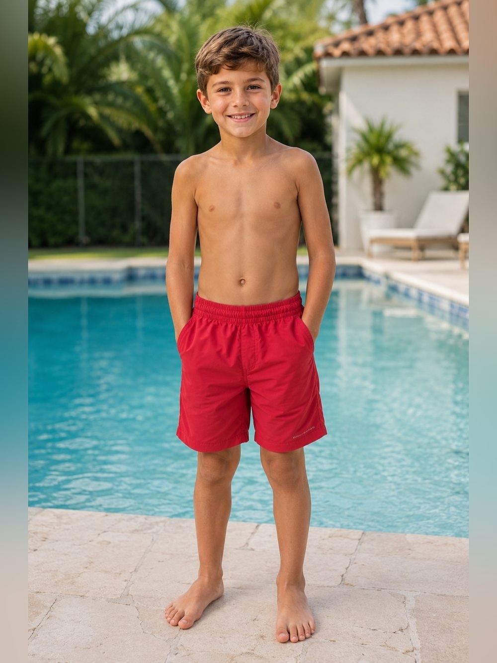 Columbia Kids Red Swim Trunks